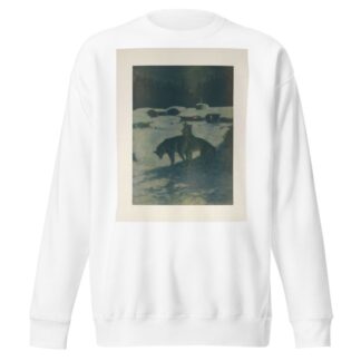 The lumber camp at night by Frederic Remington Sweatshirt