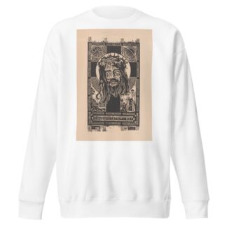 Hoofd van Christus met doornkrans voor een kruis, aanbeden door een man en vrouw by Huib Luns Sweatshirt