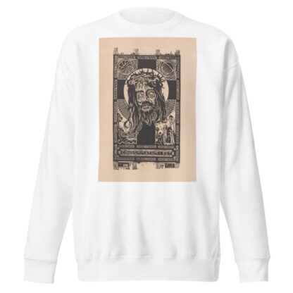 Hoofd van Christus met doornkrans voor een kruis, aanbeden door een man en vrouw by Huib Luns Sweatshirt
