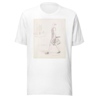 Uncle Sam in a bathing suit walks along a beach by Homer Davenport T-Shirt