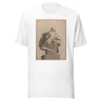 Male Nude Seated from Panel of ‘God Separating the Waters…’ by Adamo Scultori T-Shirt