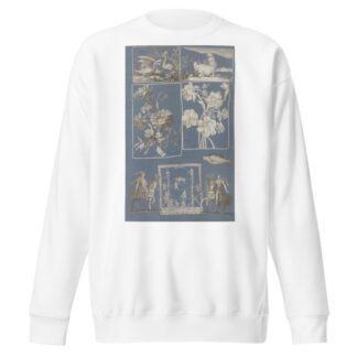 Collage of cut out prints pasted on blue paper Pl 14 by Anonymous Sweatshirt