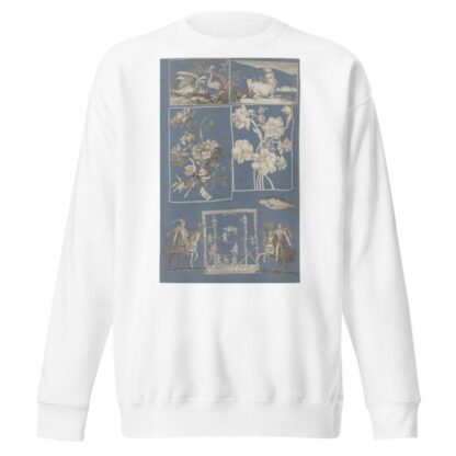 Collage of cut out prints pasted on blue paper Pl 14 by Anonymous Sweatshirt