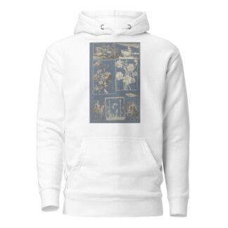 Collage of cut out prints pasted on blue paper Pl 14 by Anonymous Hoodie