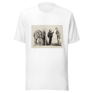 A wounded soldier is denied entrance to Congress, where three stout politicians are arguing. by William Henry Walker T-Shirt