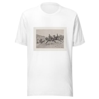 Winter pastimes at an army’s post in the southwest–a run with the hounds by Frederic Remington T-Shirt