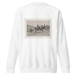 Winter pastimes at an army’s post in the southwest–a run with the hounds by Frederic Remington Sweatshirt