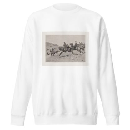 Winter pastimes at an army’s post in the southwest–a run with the hounds by Frederic Remington Sweatshirt