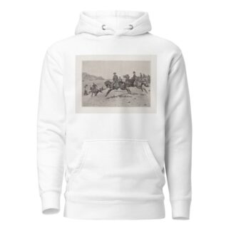 Winter pastimes at an army’s post in the southwest–a run with the hounds by Frederic Remington Hoodie