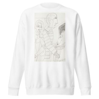 Twee figuren tegenover de kop van een dier dat hooi eet uit een kom by Samuel Jessurun de Mesquita Sweatshirt