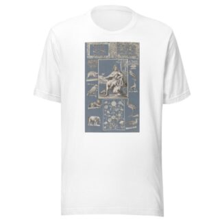 Collage of cut out prints pasted on blue paper Pl 11 by Anonymous T-Shirt