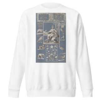 Collage of cut out prints pasted on blue paper Pl 11 by Anonymous Sweatshirt