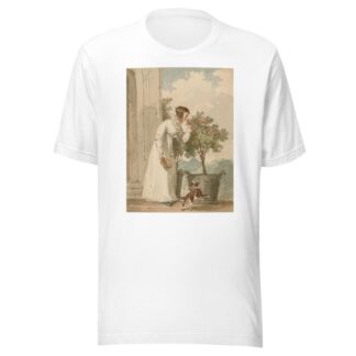 Woman smelling a rose by John Augustus Atkinson T-Shirt