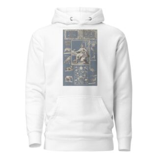 Collage of cut out prints pasted on blue paper Pl 11 by Anonymous Hoodie