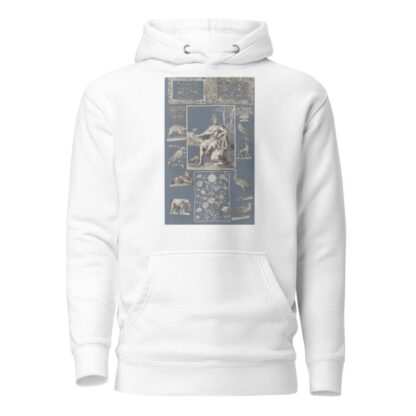 Collage of cut out prints pasted on blue paper Pl 11 by Anonymous Hoodie