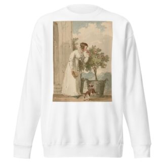 Woman smelling a rose by John Augustus Atkinson Sweatshirt