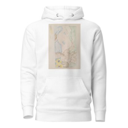 Zittende man naast een liggende naakte vrouw op een bed by Reijer Stolk Hoodie