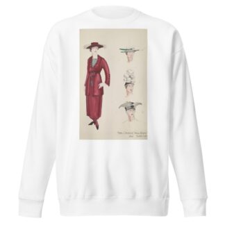 The Cradle Will Rock: Red women’s suit with matching hat and three alternate hats by Edwin Schruers Sweatshirt