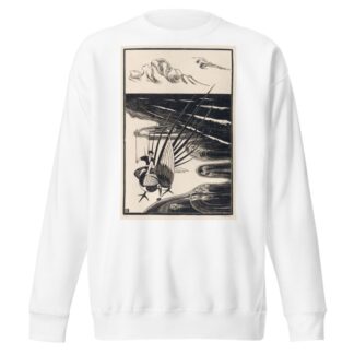 Figuur zittend op een fazant op het strand by Bernard Essers Sweatshirt
