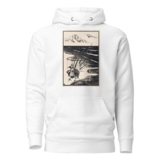 Figuur zittend op een fazant op het strand by Bernard Essers Hoodie