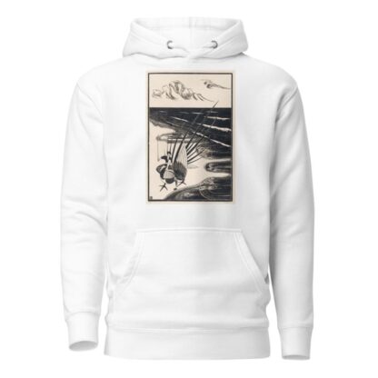 Figuur zittend op een fazant op het strand by Bernard Essers Hoodie