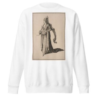 Crowned woman holding feather fan by Francois Silvestre Sweatshirt