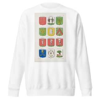 Illustration Page from ‘De ambachten en neringen van Brugge’ by Gailliard; The Coats of Arms of the Guilds Plate 5. by Auguste Ancot Sweatshirt