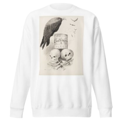 A can of ‘Fresh Canned Meats’ sits on top of human bones. Vultures circle the can, and one sits on it. by Homer Davenport Sweatshirt