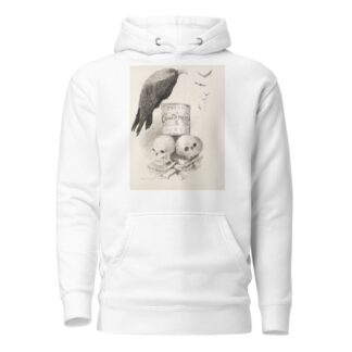 A can of ‘Fresh Canned Meats’ sits on top of human bones. Vultures circle the can, and one sits on it. by Homer Davenport Hoodie