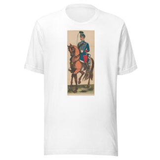 Unidentified French Hussar in uniform with sword on horseback by René Ackermann T-Shirt