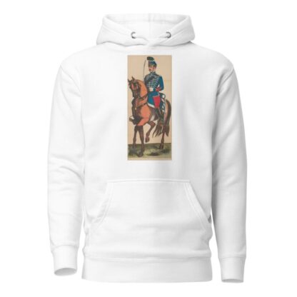 Unidentified French Hussar in uniform with sword on horseback by René Ackermann Hoodie