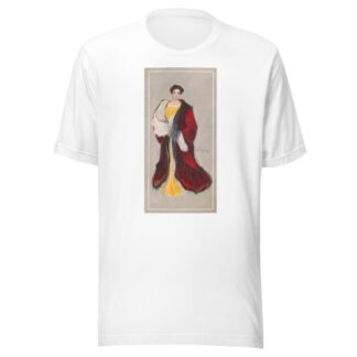 Woman with yellow dress and red coat by Hamilton King T-Shirt