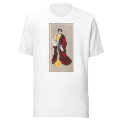 Woman with yellow dress and red coat by Hamilton King T-Shirt