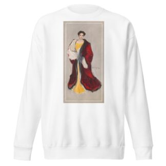 Woman with yellow dress and red coat by Hamilton King Sweatshirt