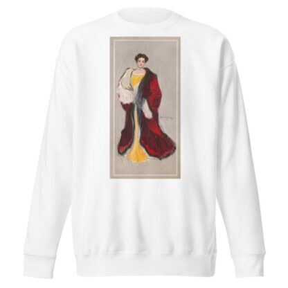 Woman with yellow dress and red coat by Hamilton King Sweatshirt