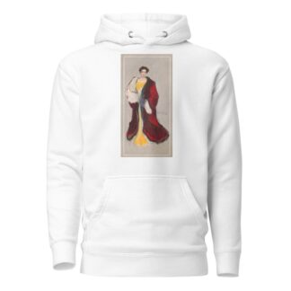 Woman with yellow dress and red coat by Hamilton King Hoodie