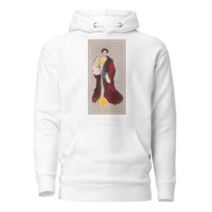 Woman with yellow dress and red coat by Hamilton King Hoodie