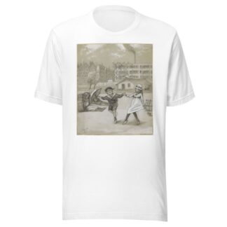 Dansende jongen en meisje in een stadspark of speeltuin by Felix Hess T-Shirt