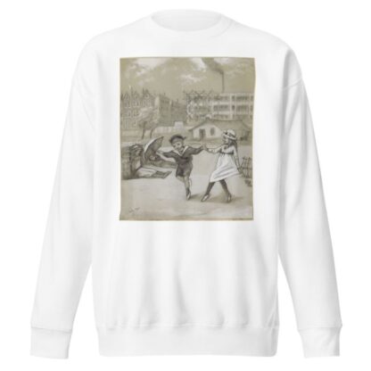 Dansende jongen en meisje in een stadspark of speeltuin by Felix Hess Sweatshirt