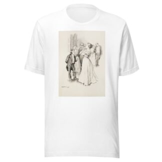 A short man talks to a stern taller woman at a party. by William Henry Walker T-Shirt