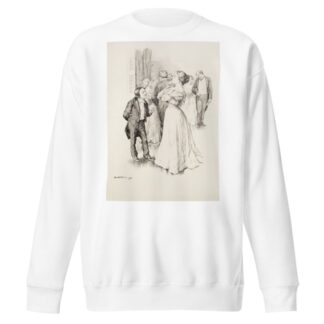 A short man talks to a stern taller woman at a party. by William Henry Walker Sweatshirt