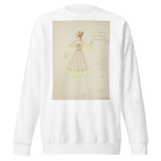 Pirates of Penzance: Isabel. Brown striped gown with yellow sleeves and hem by Alex Jones Sweatshirt