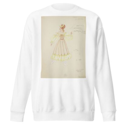Pirates of Penzance: Isabel. Brown striped gown with yellow sleeves and hem by Alex Jones Sweatshirt