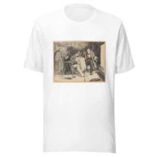 Our Mutual Friend; Two gentlemen holding long pipes, seated before fireplace by James Mahoney T-Shirt