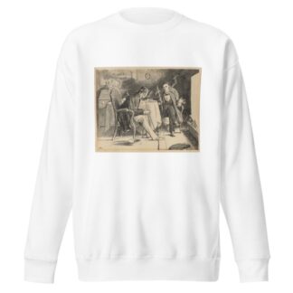 Our Mutual Friend; Two gentlemen holding long pipes, seated before fireplace by James Mahoney Sweatshirt