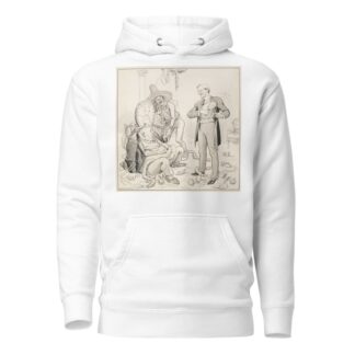 A smiling President Woodrow Wilson brushes himself off after a wedding party and addresses three tired figures by Louis Glackens Hoodie