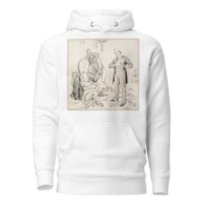 A smiling President Woodrow Wilson brushes himself off after a wedding party and addresses three tired figures by Louis Glackens Hoodie