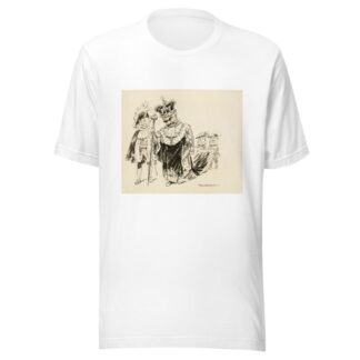 A man in a crown and robes, both decorated with dollar signs, and a scepter with the American eagle on top by William Henry Walker T-Shirt