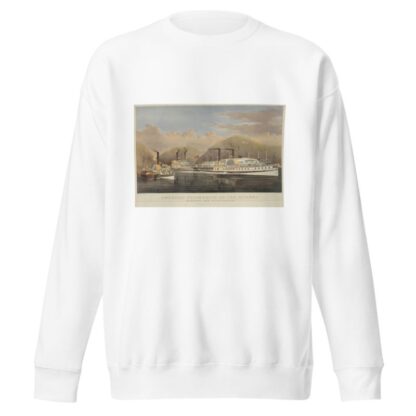 American steamboats on the Hudson; passing the highlands by Currier & Ives. Sweatshirt