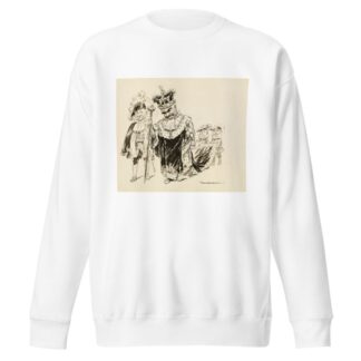 A man in a crown and robes, both decorated with dollar signs, and a scepter with the American eagle on top by William Henry Walker Sweatshirt